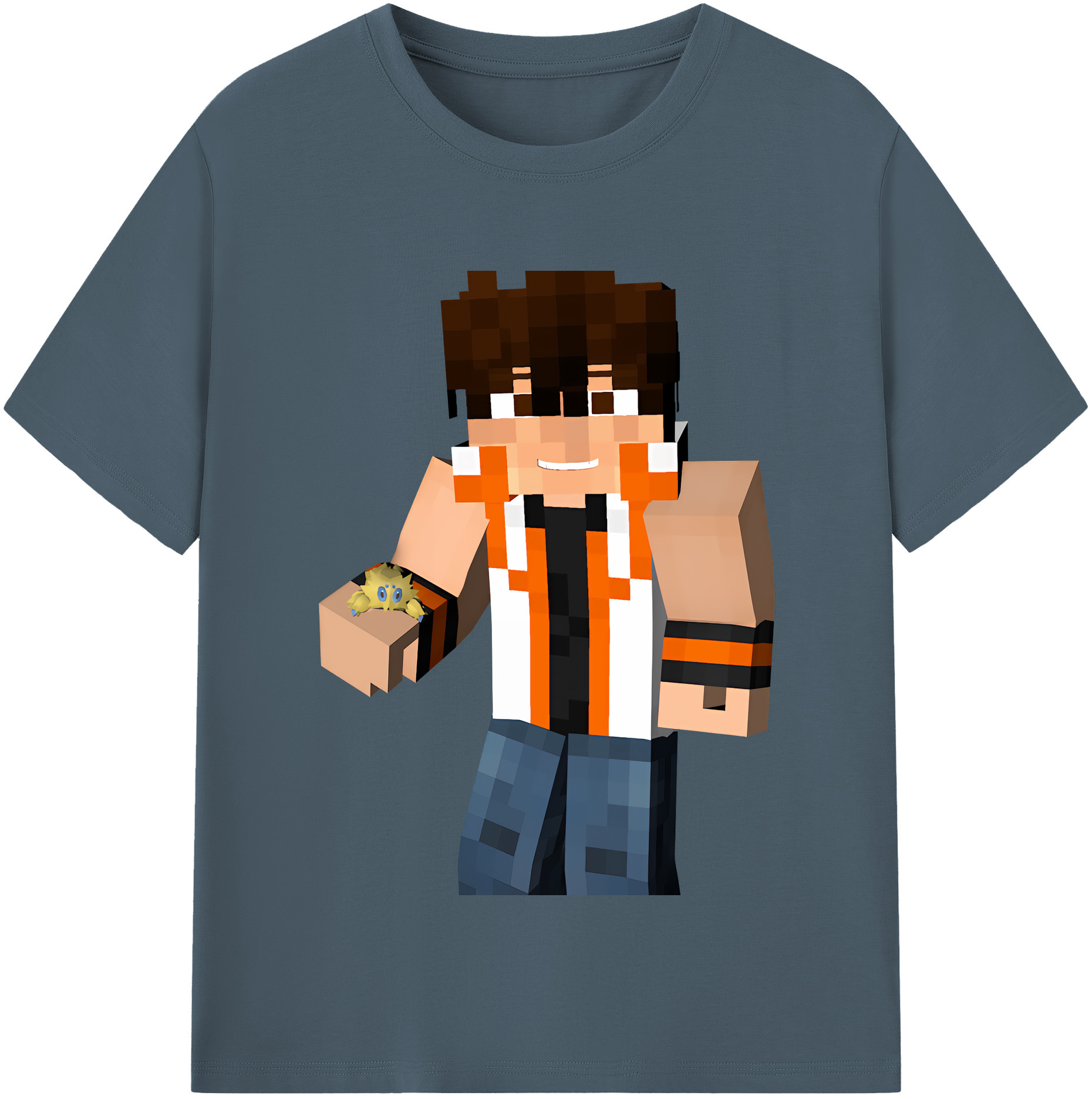 （画像用） マインクラフト ブロックの世界 Minecraft MC Block world 綿100％半袖Tシャツ（フロントプリント）